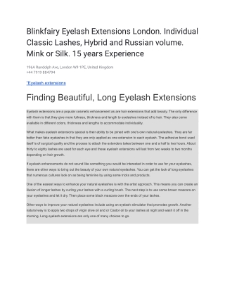Blinkfairy Eyelash Extensions London