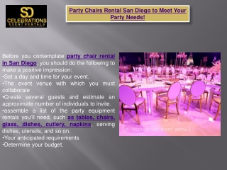 Party chairs rental san diego