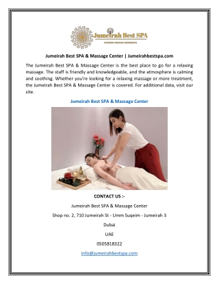 Jumeirah Best SPA & Massage Center  Jumeirahbestspa.com