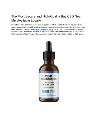 The Most Secure and High-Quality Buy CBD Near Mel Available Locally