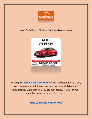 Audi A4 Mileage Blocker | Mileageblocker.com