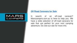 Off Road Caravans For Sale  Marscampers.com.au
