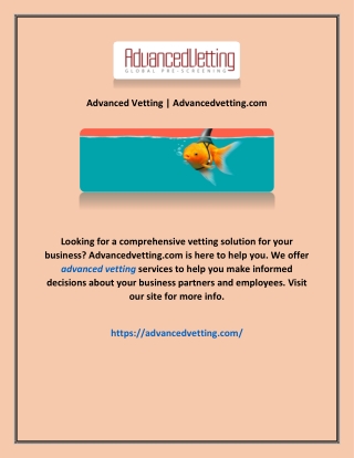Advanced Vetting | Advancedvetting.com
