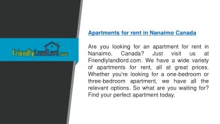 Apartments for Rent in Nanaimo Canada Friendlylandlord.com