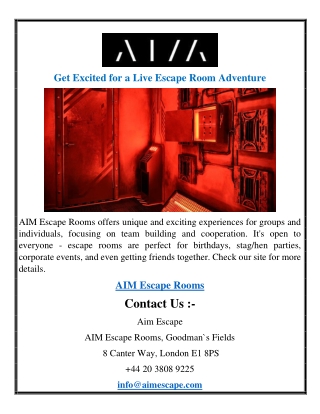 Get Excited for a Live Escape Room Adventure