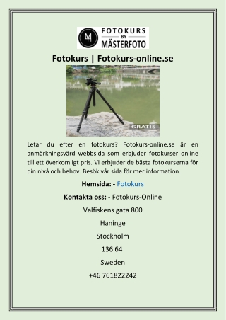 Fotokurs  Fotokurs-online.se