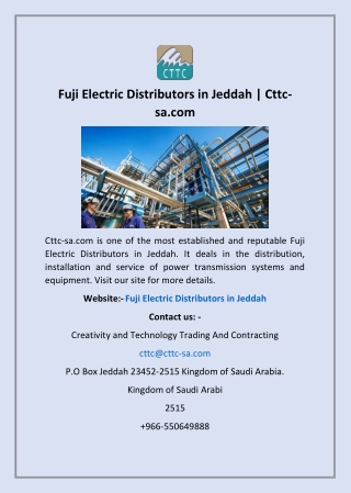 Fuji Electric Distributors in Jeddah | Cttc-sa.com