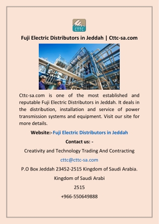 Fuji Electric Distributors in Jeddah | Cttc-sa.com