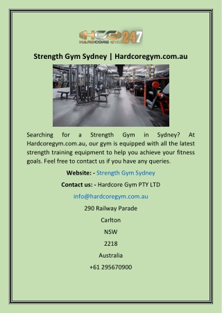 Strength Gym Sydney  Hardcoregym.com