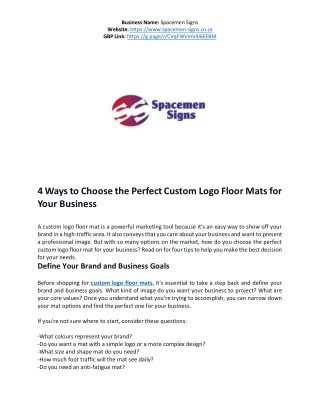 4 Ways to Choose the Perfect Custom Logo Floor Mats for Your Business
