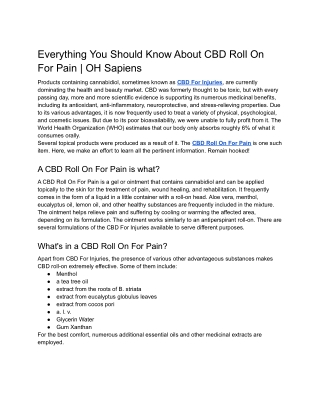 Everything You Should Know About CBD Roll On For Pain _ OH Sapiens