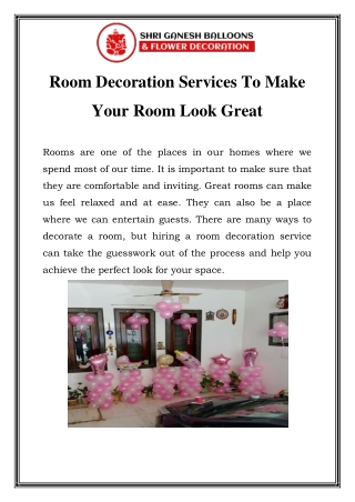 Room Decoration Services In South Delhi Call-9818438994