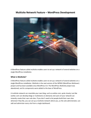 Multisite Network Feature – WordPress Development