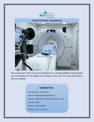 Cost of a Pet Scan | Acaweb.com