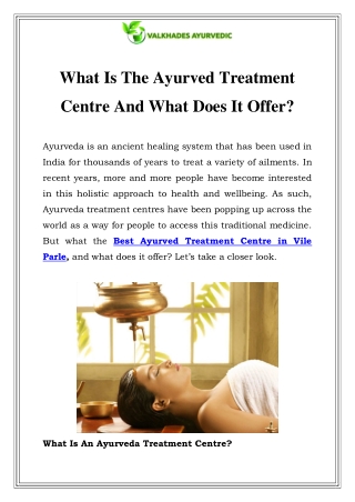 Best Ayurved Treatment Centre in Vile Parle Call-9870270610