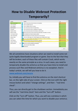 How to disable Webroot protection temporarily?