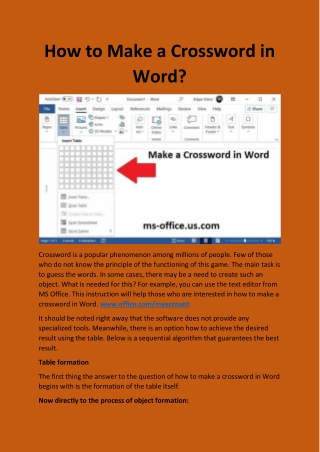 How to Make a Crossword in Word?
