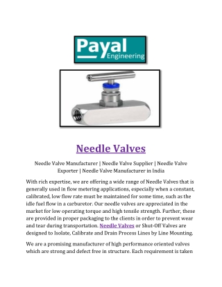 Needle Valves payal