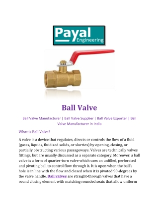 Ball Valve payal