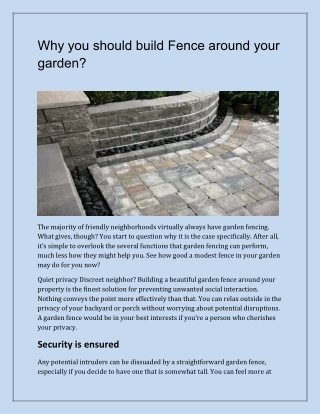 Why you should build Fence around your garden