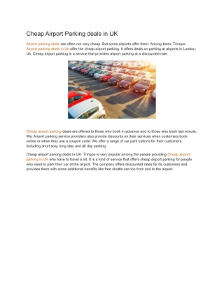 Cheap Airport Parking Deals In UK