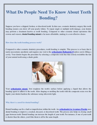 What Do People Need To Know About Teeth Bonding?