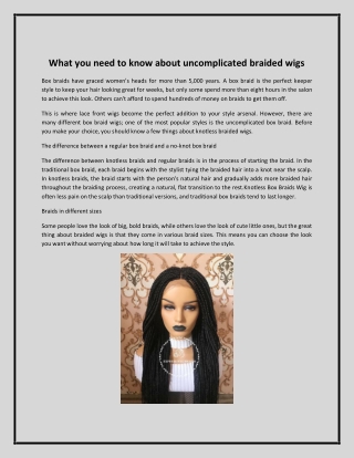 What you need to know about uncomplicated braided wigs