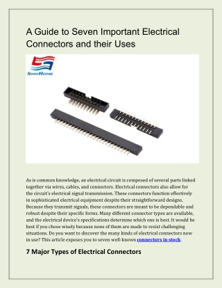 A Guide to Seven Important Electrical Connectors and their Uses