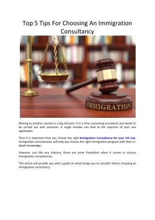 Top 5 Tips For Choosing An Immigration Consultancy