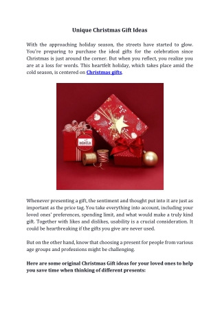 Unique Christmas Gift Ideas