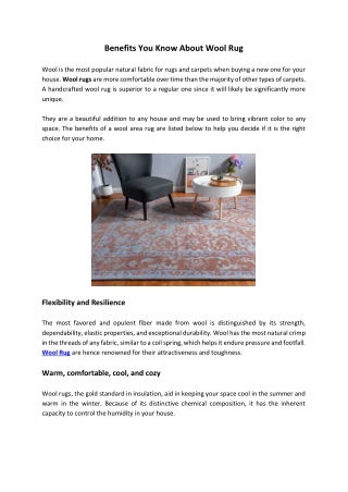 Benefits You Know About Wool Rug