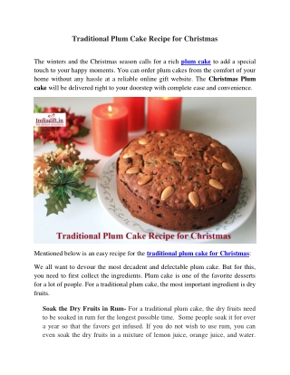 Traditional Plum Cake Recipe for Christmas