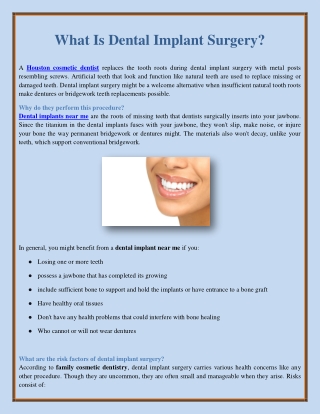 What Is Dental Implant Surgery?