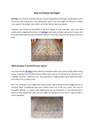 How to Choose AU Rugs