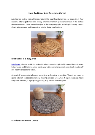 How To Decor And Care Jute Carpet
