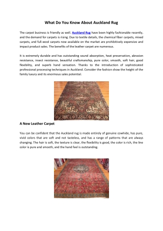 What Do You Know About Auckland Rug