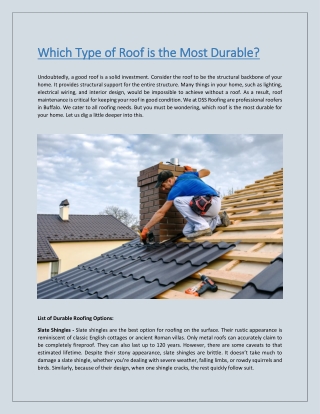 Which Type of Roof is the Most Durable?