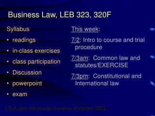 Business Law, LEB 323, 320F