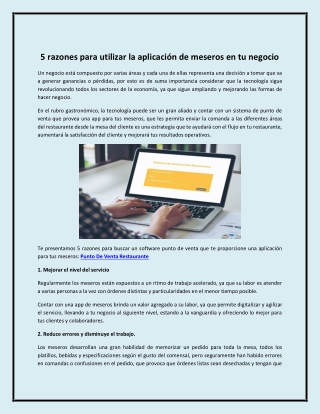 5 razones para utilizar la aplicación de meseros en tu negocio