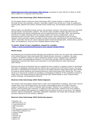 Electronic Data Interchange (EDI) Market: Global Industry Analysis and Forecast