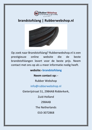 brandstofslang | Rubberwebshop.nl