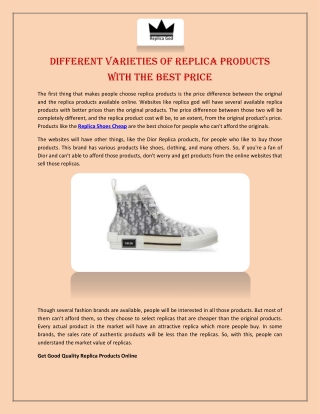 Different Varieties of Replica Products with the Best Price