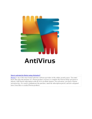 How to activate the Norton setup Activation?