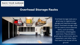 Free Your Garage Space by Installing Overhead Storage Racks