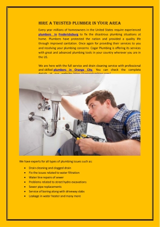 Hire a Trusted Plumber in Your Area