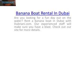 Banana Boat Rental In Dubai  Dubriani.com