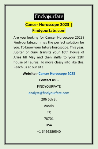 Cancer Horoscope 2023 | Findyourfate.com