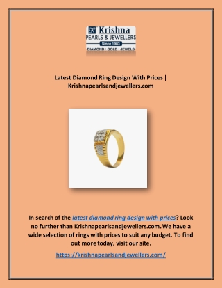 Latest Diamond Ring Design With Prices | Krishnapearlsandjewellers.com