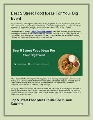 Best 5 Street Food Ideas For Your Big Event
