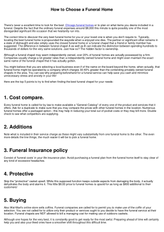 How to Pick a Funeral Home